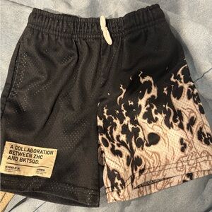 Kids Black and Cream Flame Shorts